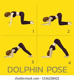 Dolphin Pose Yoga Manga Tutorial How Cartoon Vector Illustration