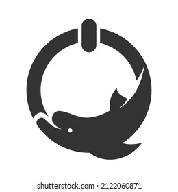 dolphin with power button Icon Illustration Brand Identity