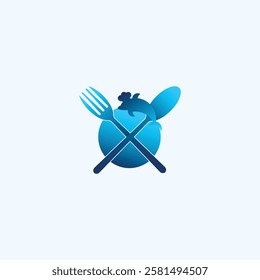 dolphin restaurant logo design with blue color