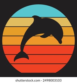 Dolphin Retro Vintage Sunset Sea Animal Lovers t Shirt