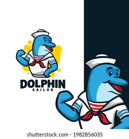 Dolphin Sailor Mascot Logo Design