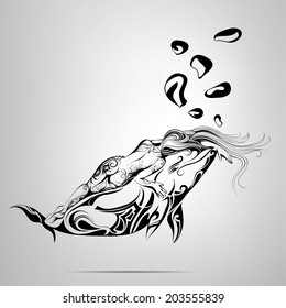 Dolphin saving life. Vector illustration