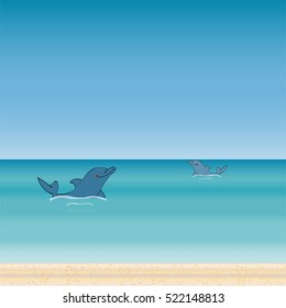 Dolphin sea animal beautiful landscape