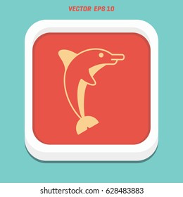 Dolphin - sea animal. black isolated silhouette art.