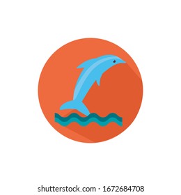 dolphin sea animal block style icon vector illustration design