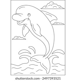 dolphin sea animal coloring book page for kids or grown adults creative coloring mindful relaxation activity