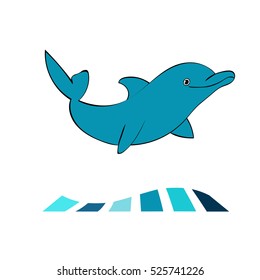 Dolphin sea animal silhouette. Art vector illustration.