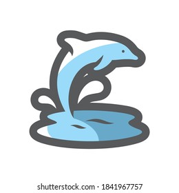 Dolphin and Sea Vector icon Cartoon illustration