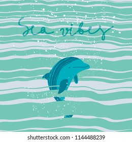 Dolphin in the sea. Vector illustration