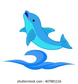 Dolphin and sea. Vector illustration