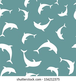 Dolphin Seamless Pattern Background Vector Illustration