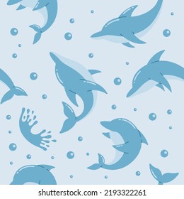 Dolphin seamless pattern background vector illustration