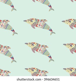 dolphin seamless pattern background vector illustration