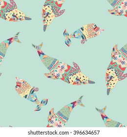 dolphin seamless pattern background vector illustration