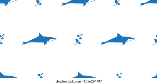 Dolphin seamless pattern, A cute Dolphin on a white background.	