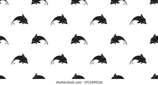 dolphin Seamless pattern fish vector shark whale tuna doodle cartoon salmon ocean sea scarf isolated repeat wallpaper tile background illustration textile design