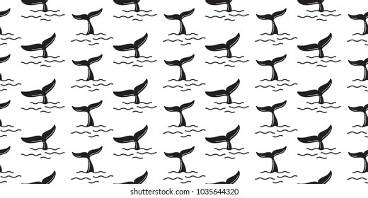 dolphin Seamless Pattern shark whale tail fin vector isolated wallpaper illustration background white