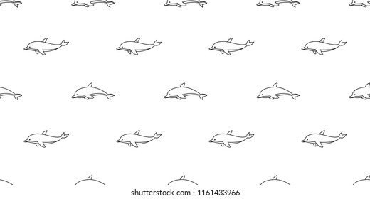 dolphin seamless pattern vector fish whale shark fin scarf isolated tile background repeat wallpaper