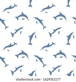 Dolphin seamless pattern. Vector illustration in abstract style on white background