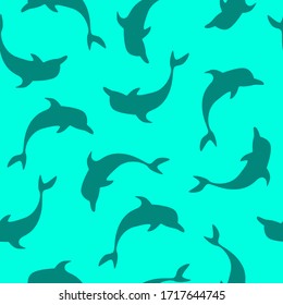 Dolphin seamless pattern vector illustration.