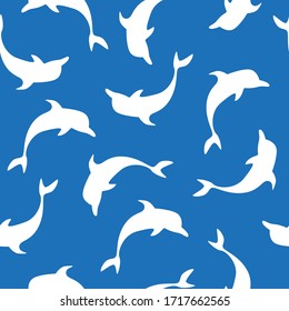 Dolphin Seamless Pattern Vector Illustration.