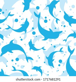 Dolphin Seamless Pattern Vector Illustration.