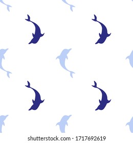 Dolphin seamless pattern vector illustration.