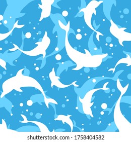 Dolphin seamless pattern vector illustration.