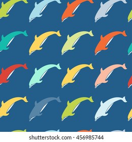 Dolphin seamless pattern. Vector illustration.