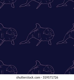 Dolphin seamless vector pattern