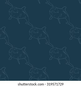 Dolphin seamless vector pattern