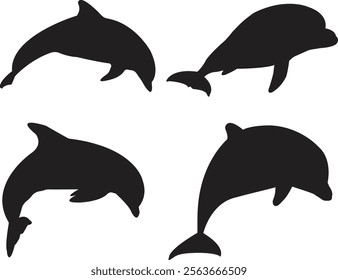 Dolphin set silheoutte vector design