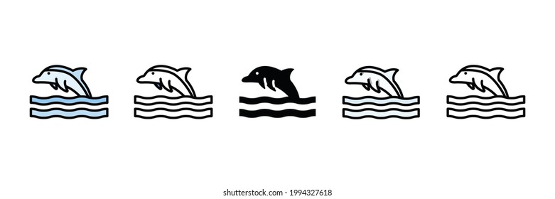 dolphin set vector type icon