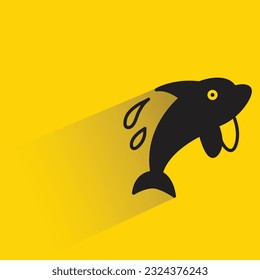 dolphin with shadow on yellow background