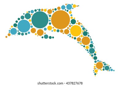 dolphin shape vector design by color point