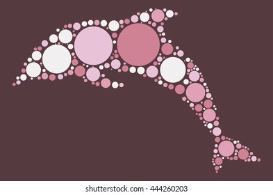 dolphin shape vector design by color point