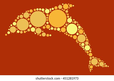 dolphin shape vector design by color point