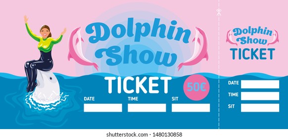 DOLPHIN SHOW VECTOR TICKET DESIGN