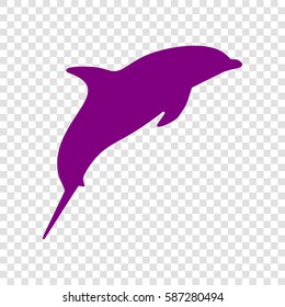 Dolphin sign illustration. Vector. Purple icon on transparent background.