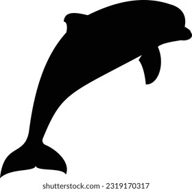 Dolphin silhouette. Black and white silhouette
