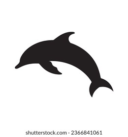 dolphin silhouette black white vector illustration