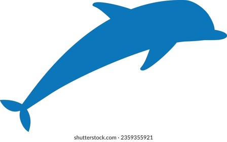 Dolphin silhouette. Blue animal. Sea fauna symbol isolated on white background