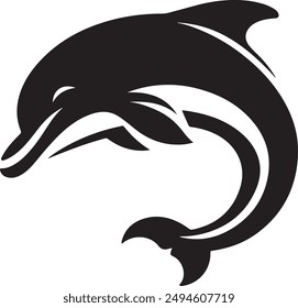 Dolphin Silhouette - Capturing the Elegance and Fluidity of Dolphins in Striking Form. Dolphin Illustration, Dolphin Vector