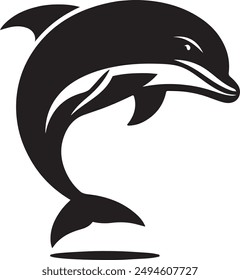 Dolphin Silhouette - Capturing the Elegance and Fluidity of Dolphins in Striking Form. Dolphin Illustration, Dolphin Vector