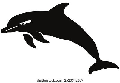 Dolphin Silhouette Graceful Marine Animal Stock Vector Illustration, Elegant Ocean Creature.