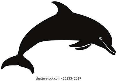 Dolphin Silhouette Graceful Marine Animal Stock Vector Illustration, Elegant Ocean Creature.