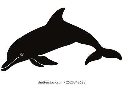 Dolphin Silhouette Graceful Marine Animal Stock Vector Illustration, Elegant Ocean Creature.