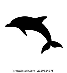 Dolphin silhouette icon flat vector illustration logo clipart