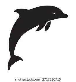 Vector de icono de silueta de delfín. Vida marina aislada.