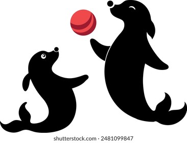 Dolphin silhouette illustration vector black and white.